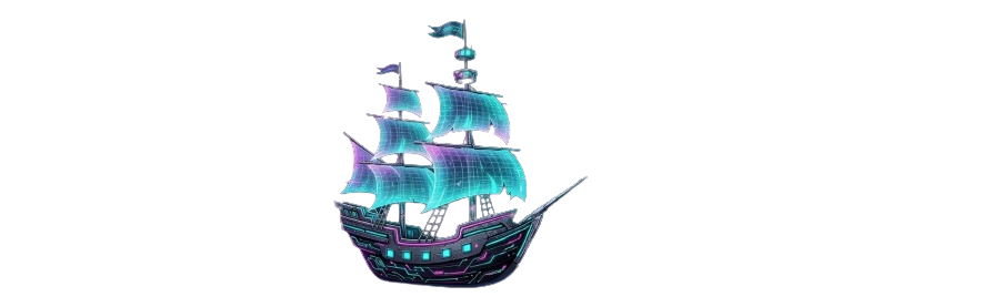 RBLVNT Neon Pirate Ship Logo
